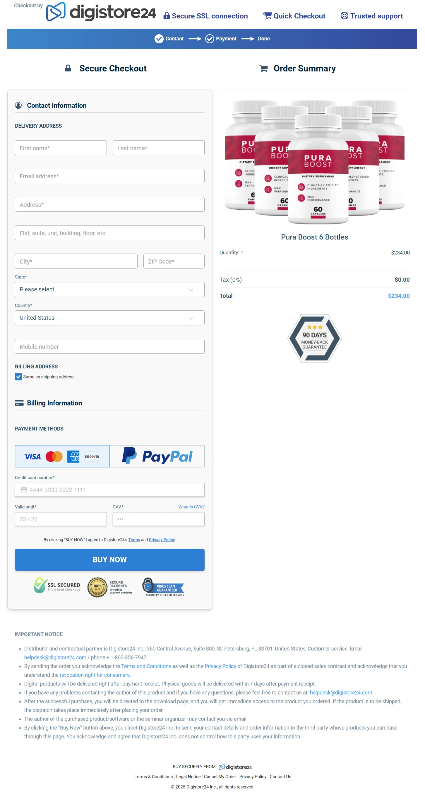 Pura Boost order form